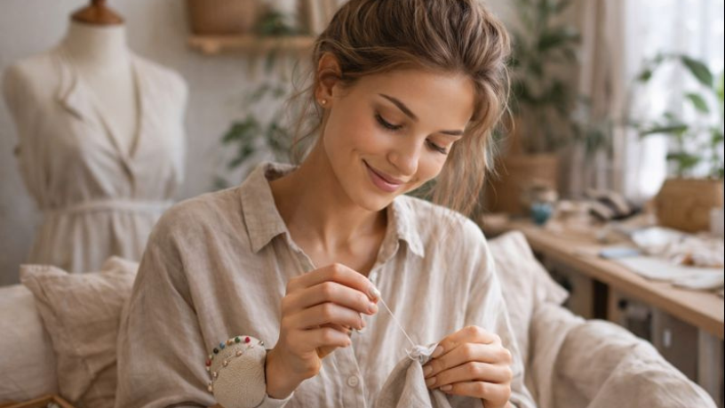 Cristiane Ruon dos Santos destaca o resgate da costura manual no slow fashion.