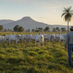 Gado bovino em pastagem de Mato Grosso durante monitoramento sanitário do rebanho, sem texto ou logotipos na imagem
